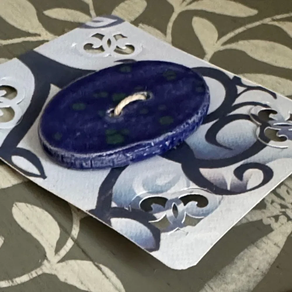 Blue and Green Oval Ceramic Button